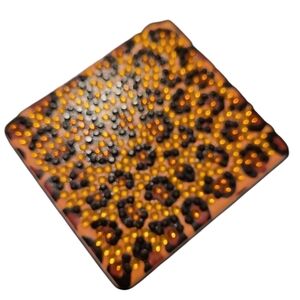 Cheetah print charm compact mirror